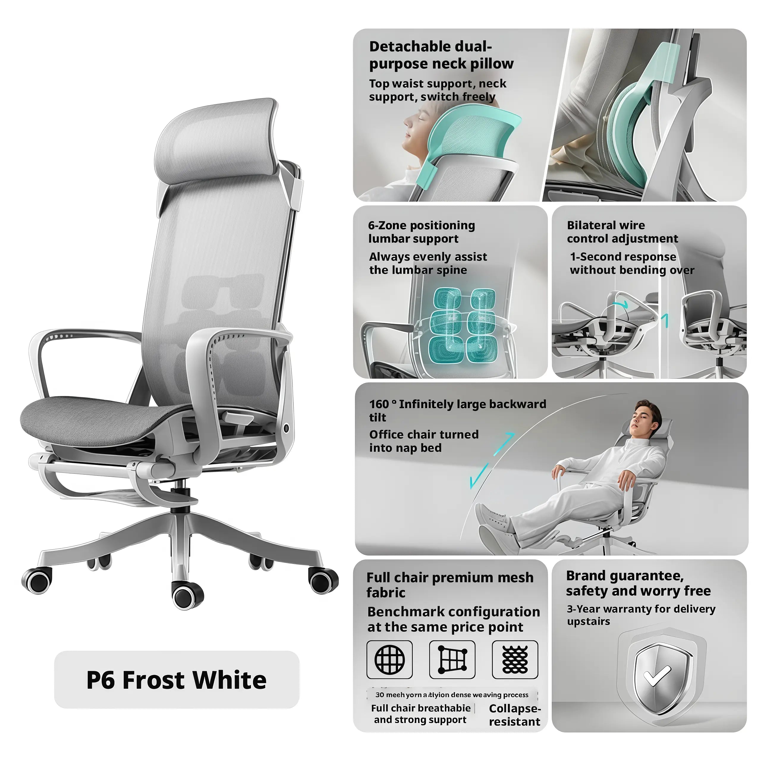 Ergonomic office chair side view displaying reclining backrest