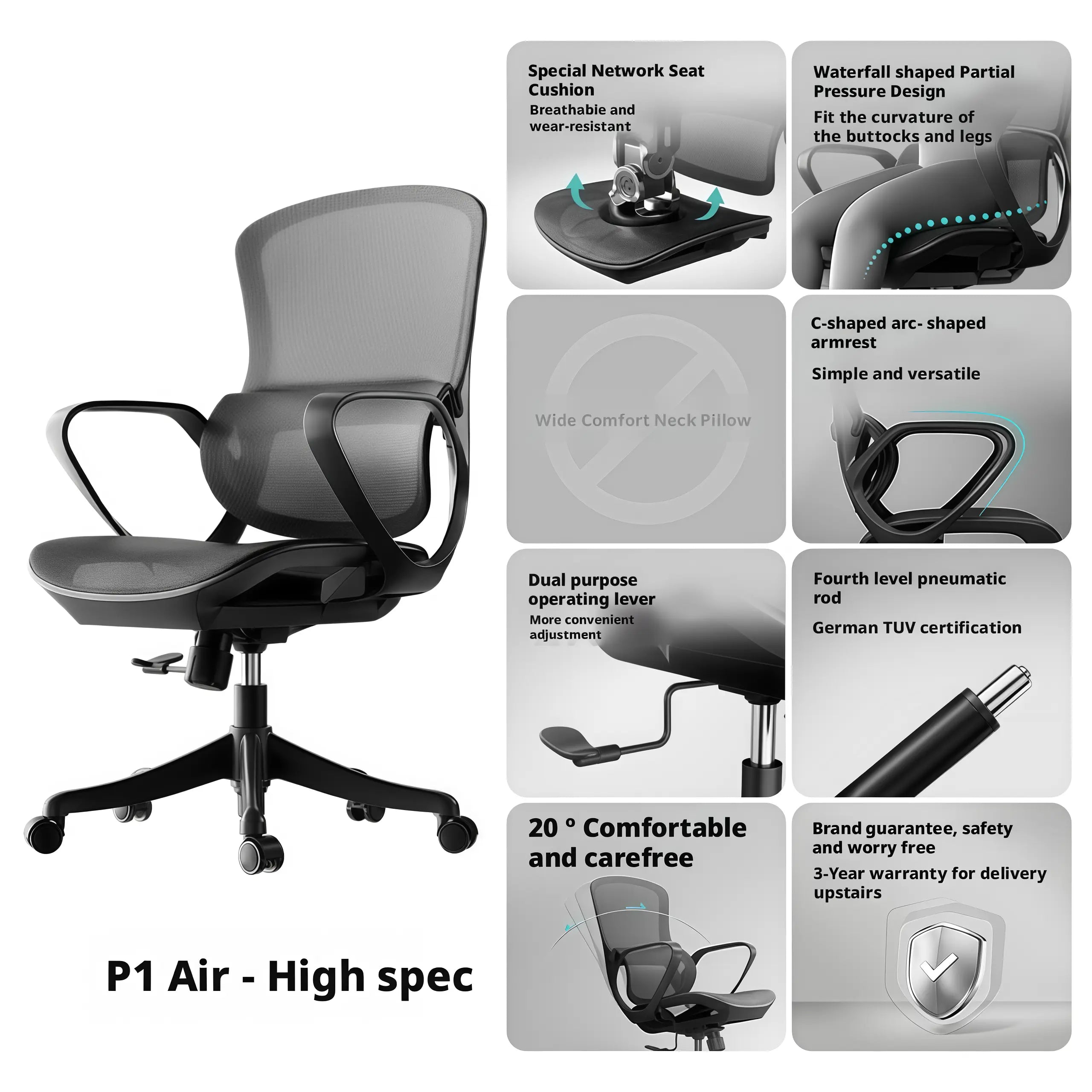Ergonomic Mesh Office Chair with 115° Recline, Breathable Seat and Sliding Function