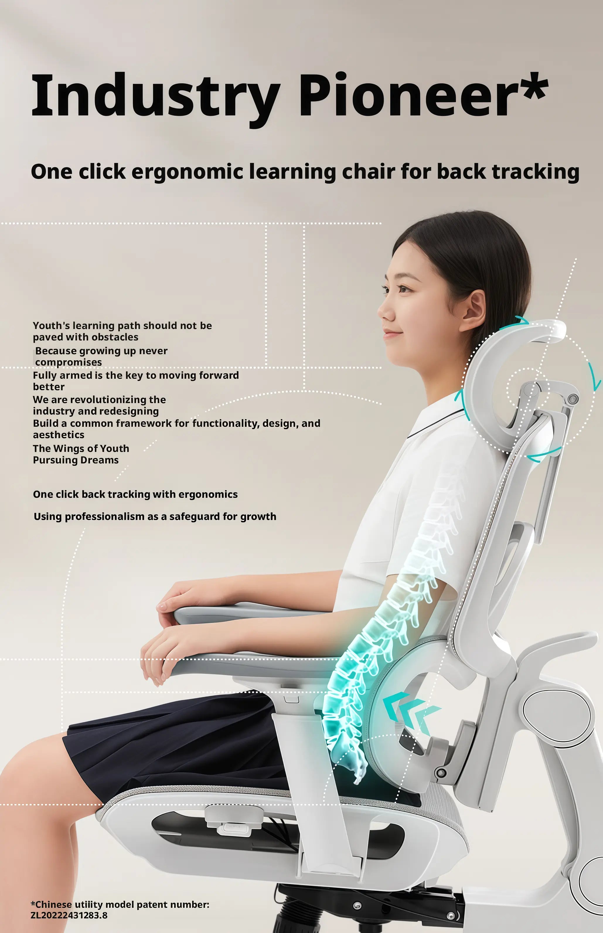 Ergonomic office chair shown in relaxed reclining position