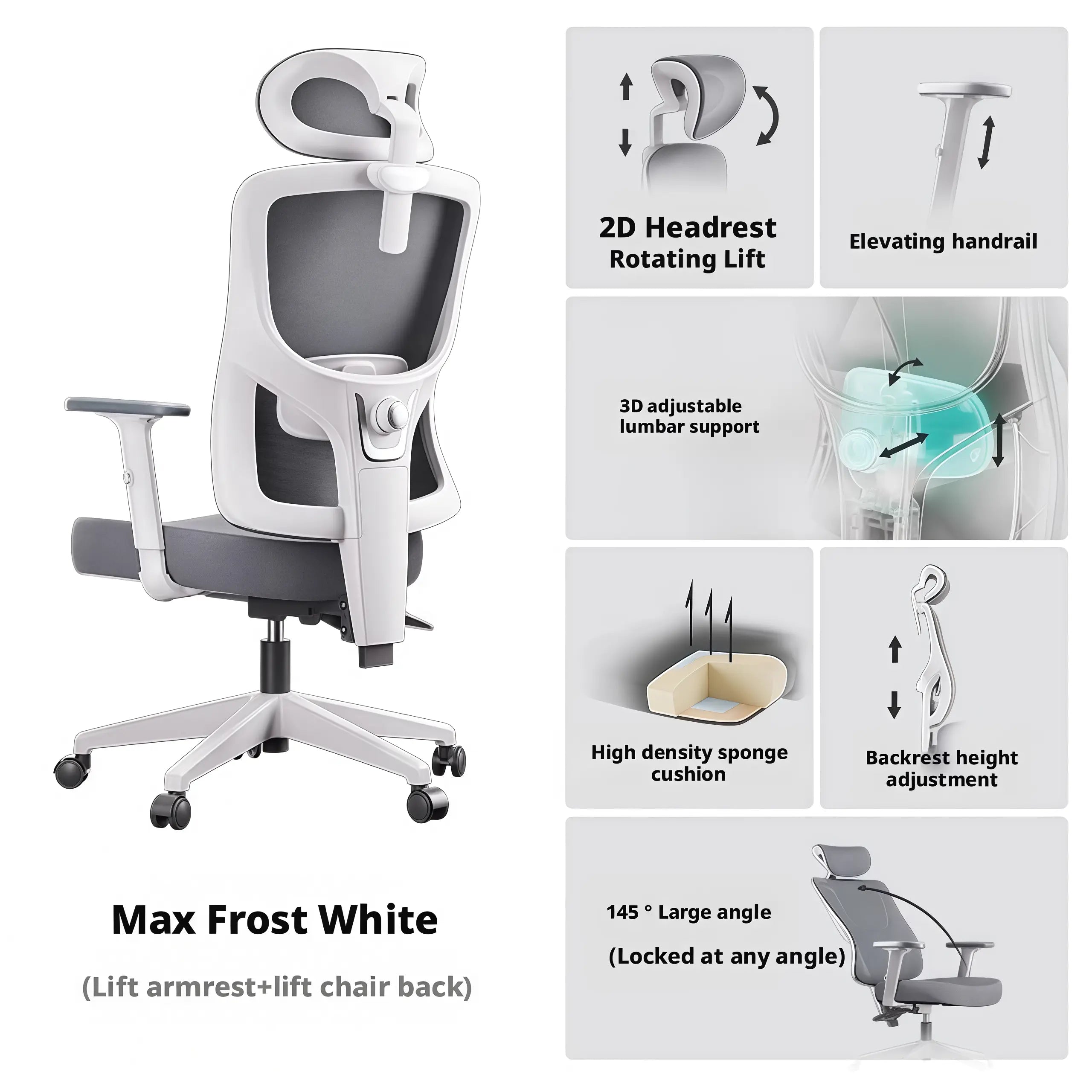 Ergonomic office chair with adjustable backrest height for personalized comfort