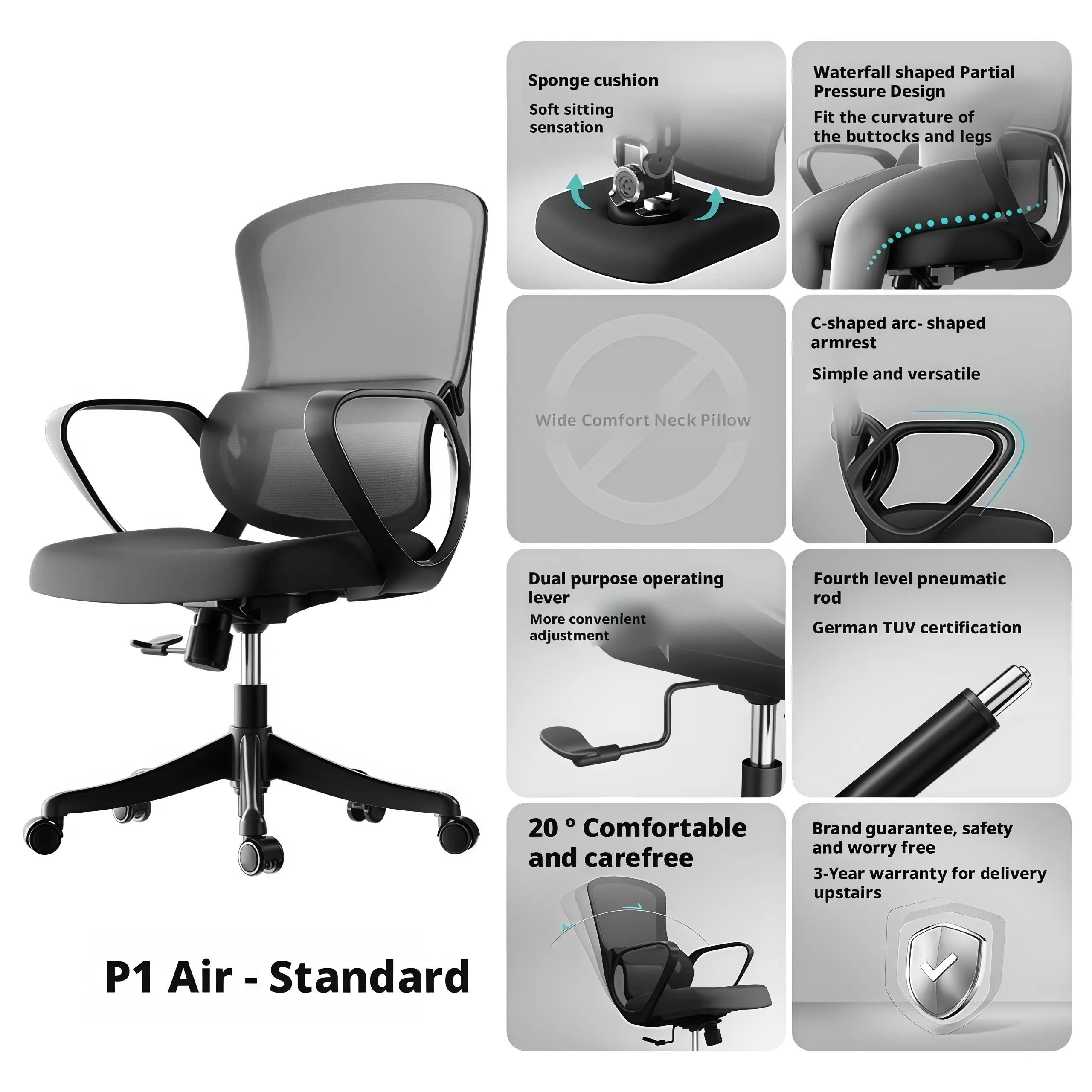 Ergonomic mesh office chair with breathable mesh seat surface