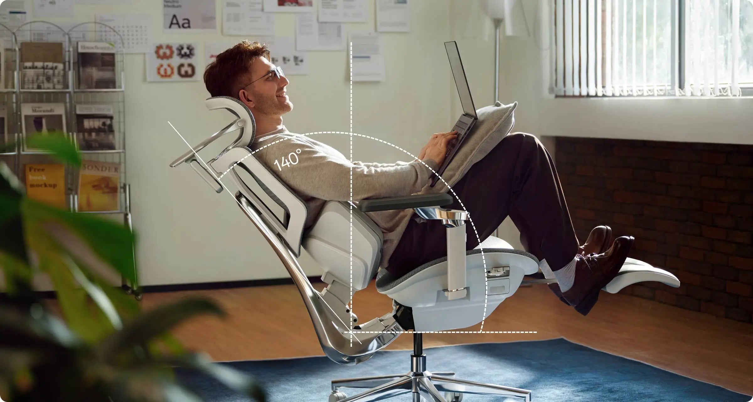 Smooth-glide silent rolling casters on an ergonomic office chair for noise-free movement.