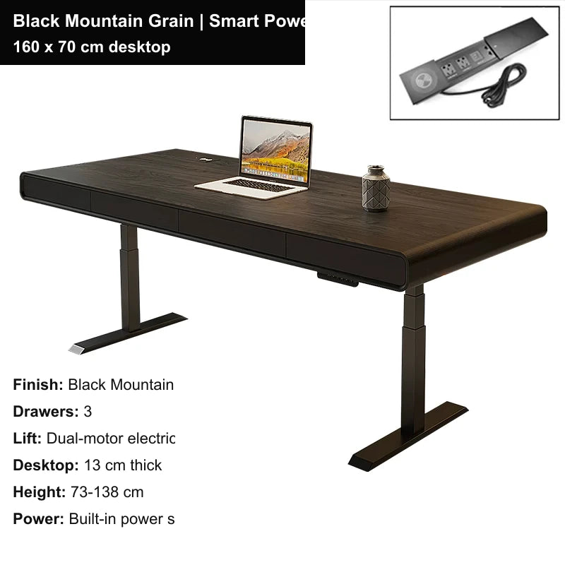 executive electric standing desk black mountain grain smart power strip 160x70