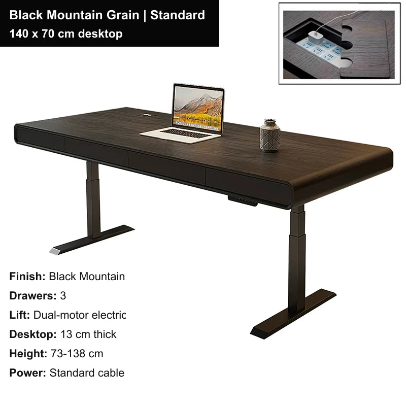 executive electric standing desk black mountain grain standard 140x70