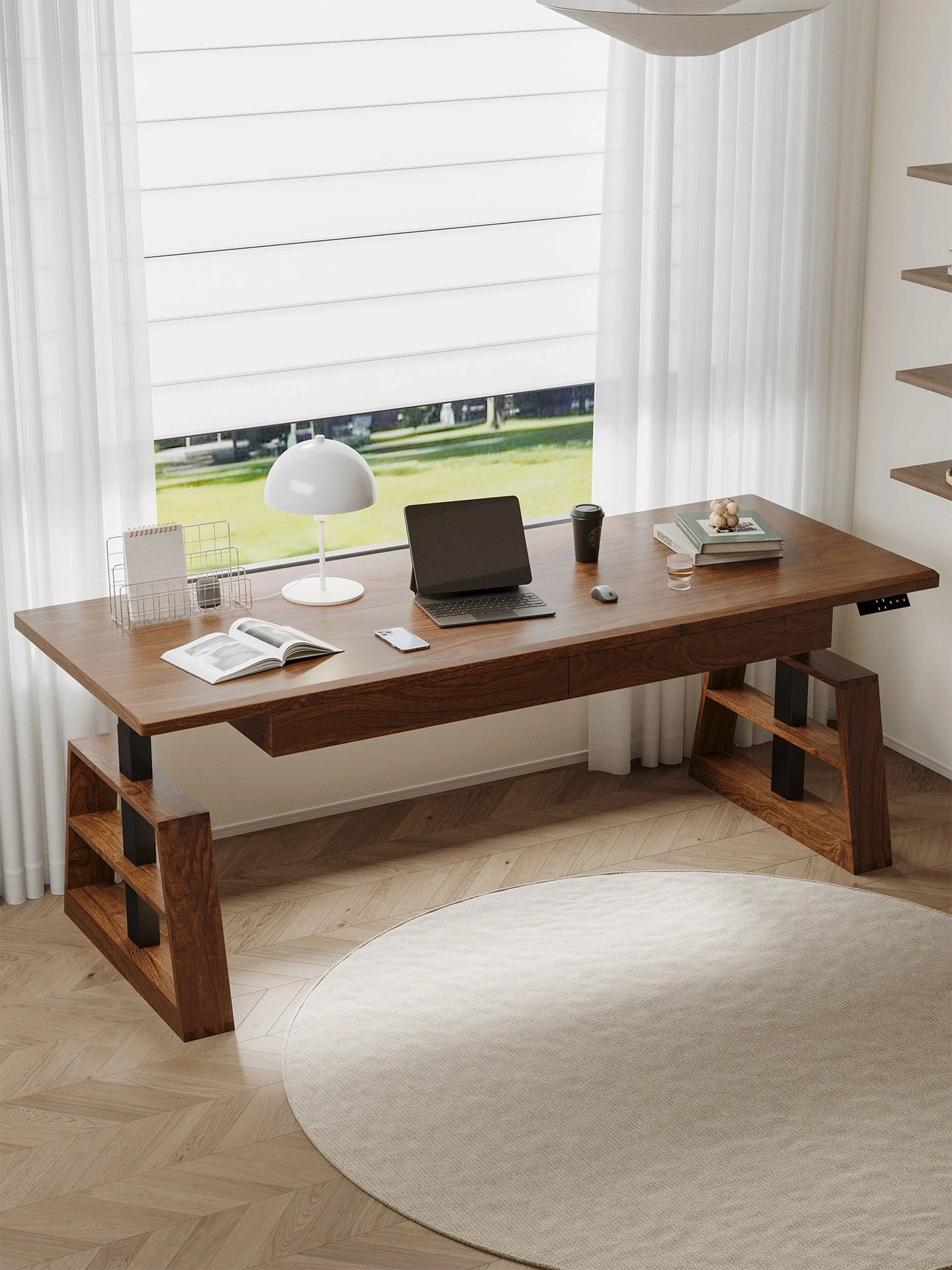 Executive electric standing desk for a spacious home office