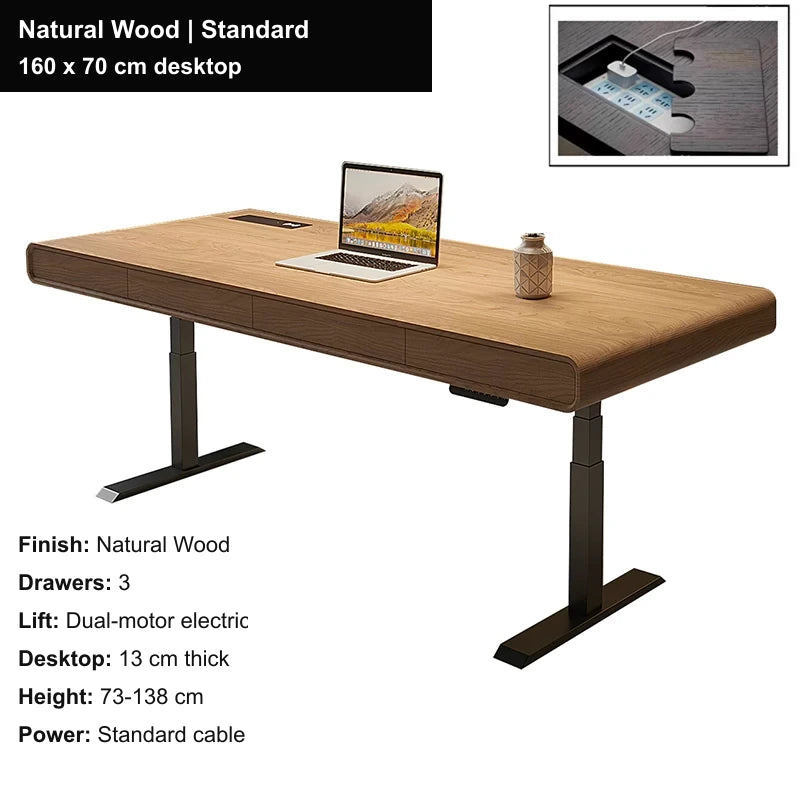 executive electric standing desk natural wood standard 160x70