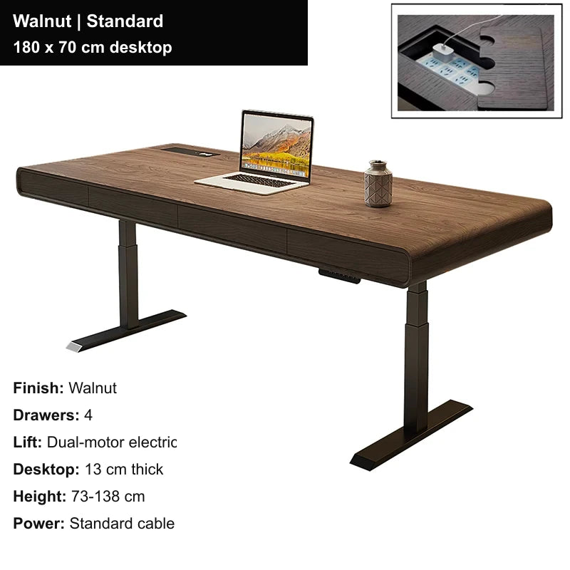 executive electric standing desk walnut standard 180x70