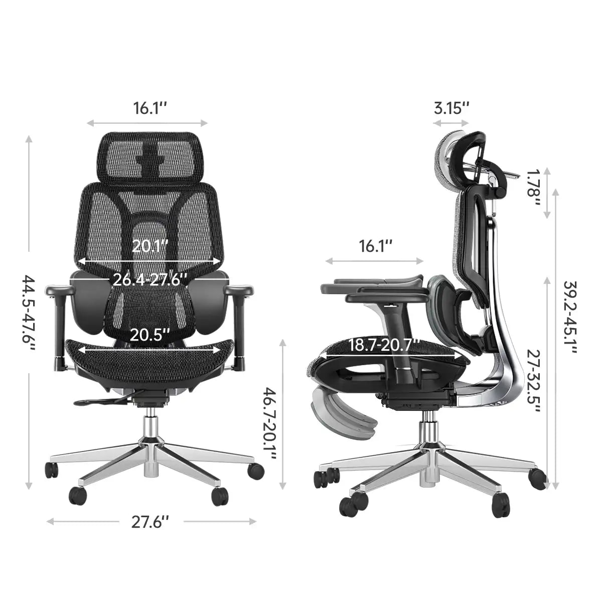 Ergonomic Office Chair with Adjustable Lumbar Support & Headrest - High Back Mesh Desk Chair for Home Office & Gaming