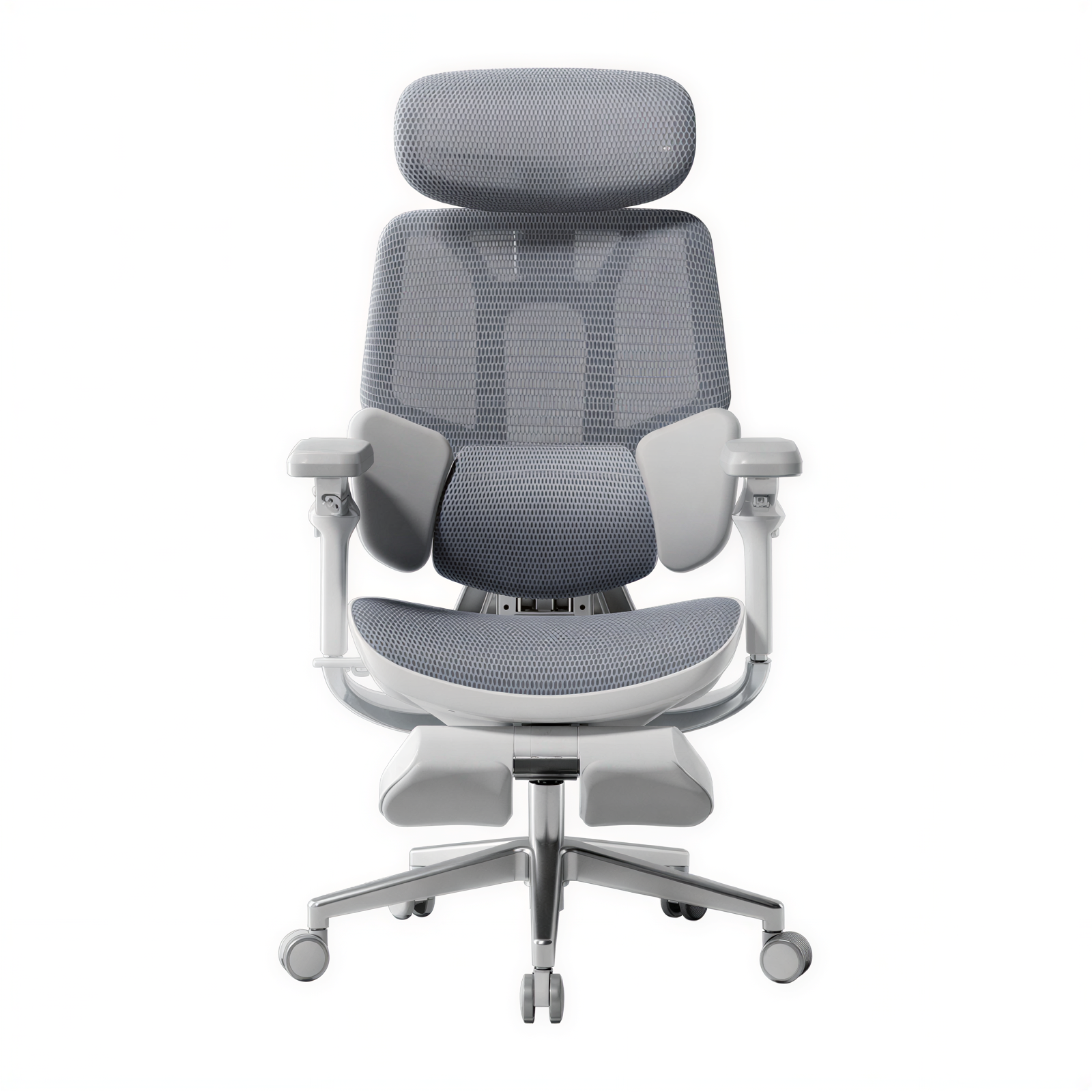 Ergonomic Office Chair with Footrest - Minimalist All-Mesh Desk Chair, Aluminum Alloy Frame, 4D Headrest & Adjustable Seat Depth