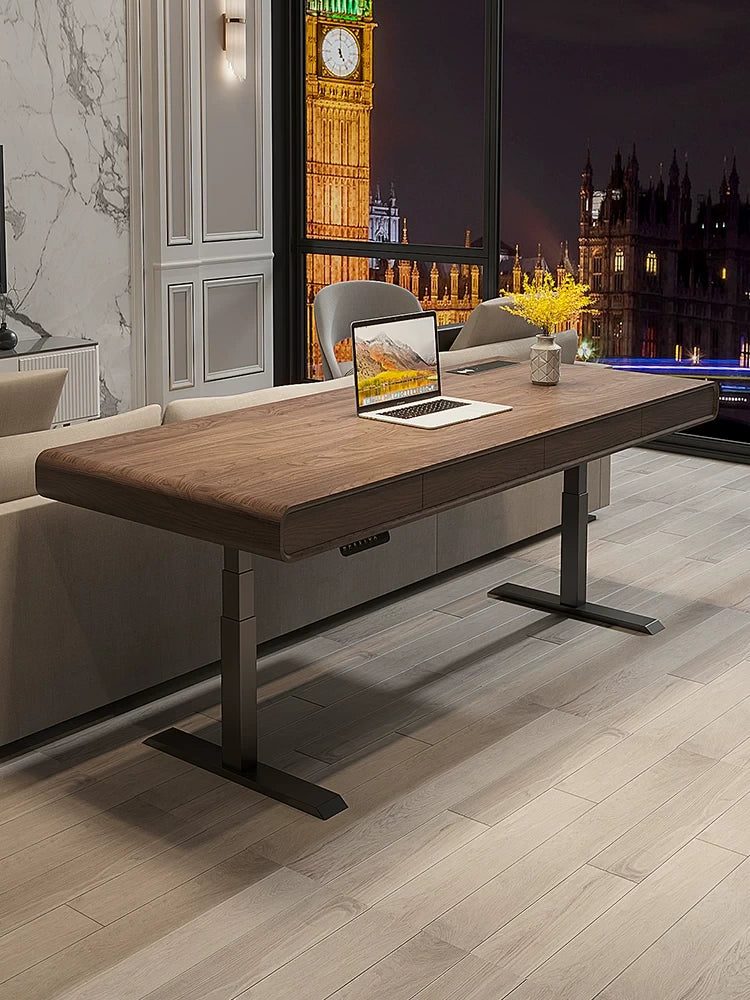 executive standing desk walnut modern office