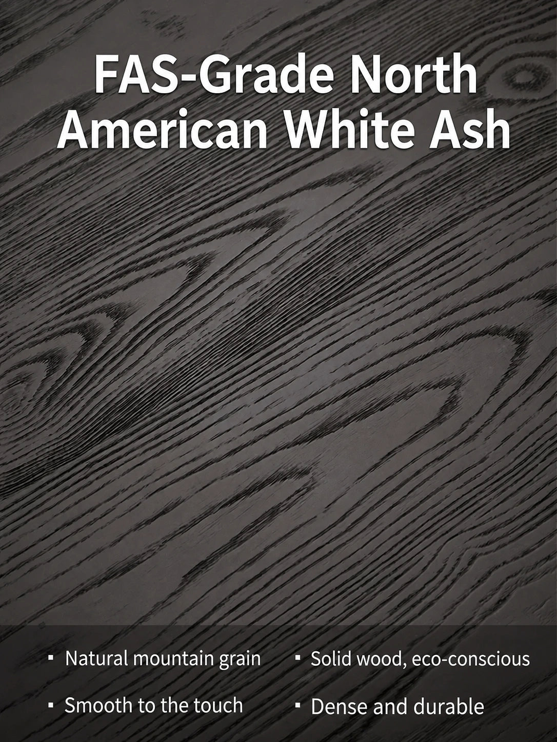 FAS grade North American white ash desktop grain and material details
