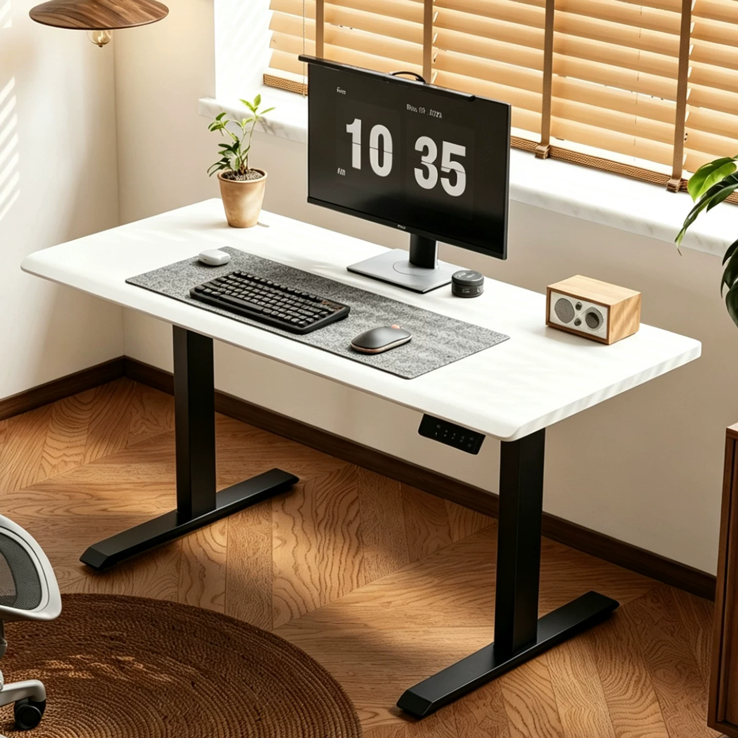 ENF-Grade Dual-Motor Electric Standing Desk white top with black frame