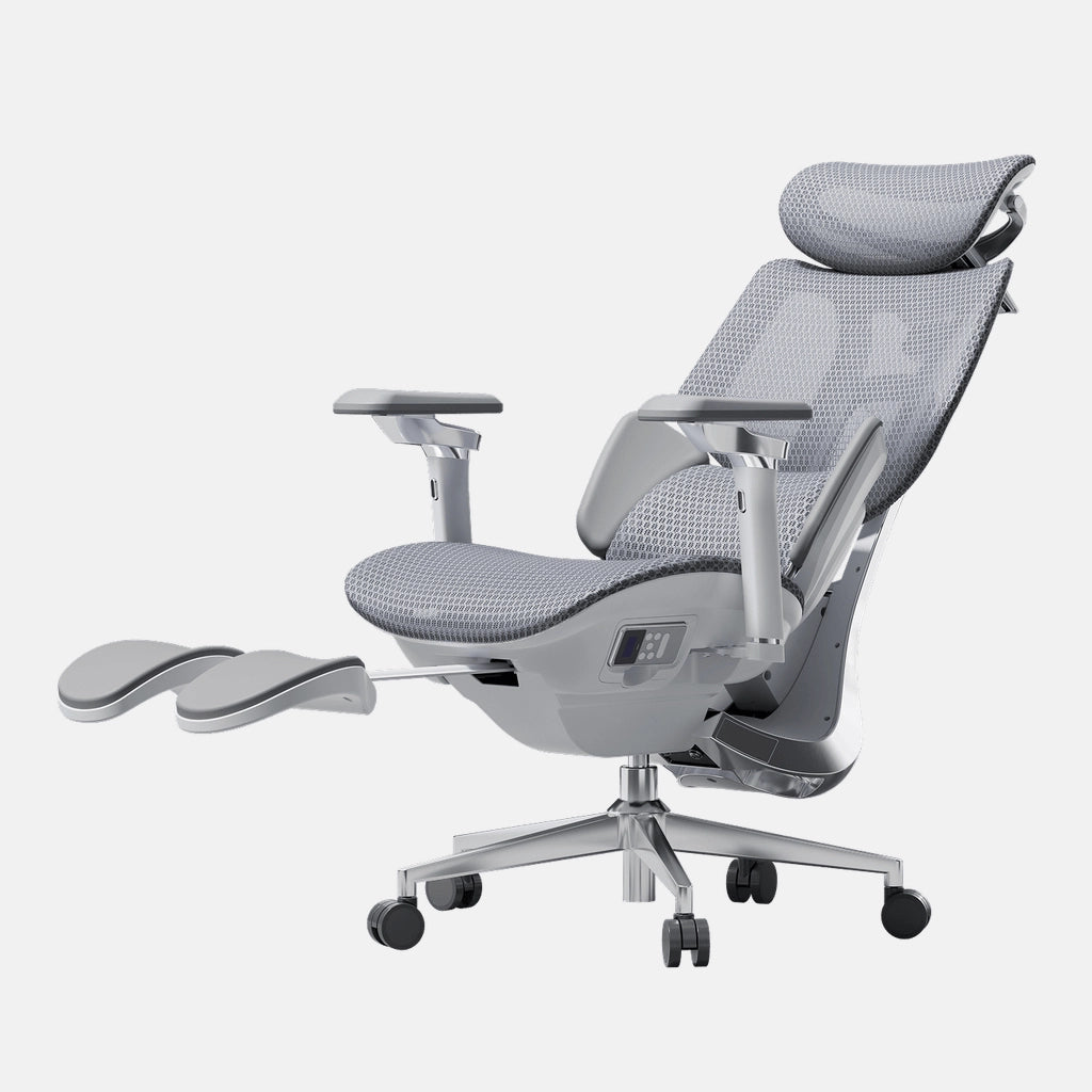 Full recline ergonomic chair with a hidden footrest designed for professional office napping.