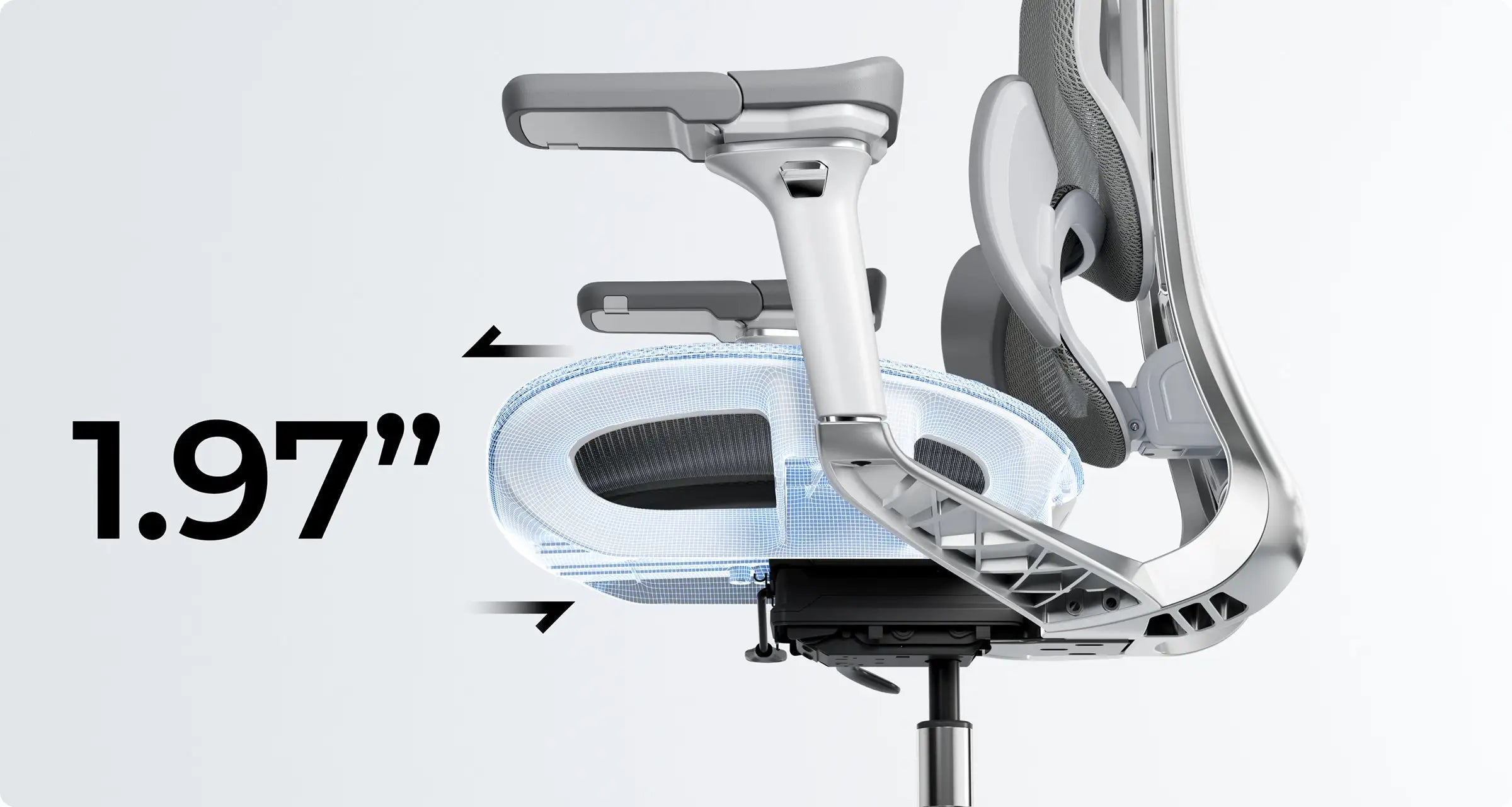 Customized Seating Depth for Every Stature. Say goodbye to seat edges that dig into your legs. Our 1.97" adjustable cushion allows you to find the perfect depth, offering dedicated support that conforms to your natural leg length and height.