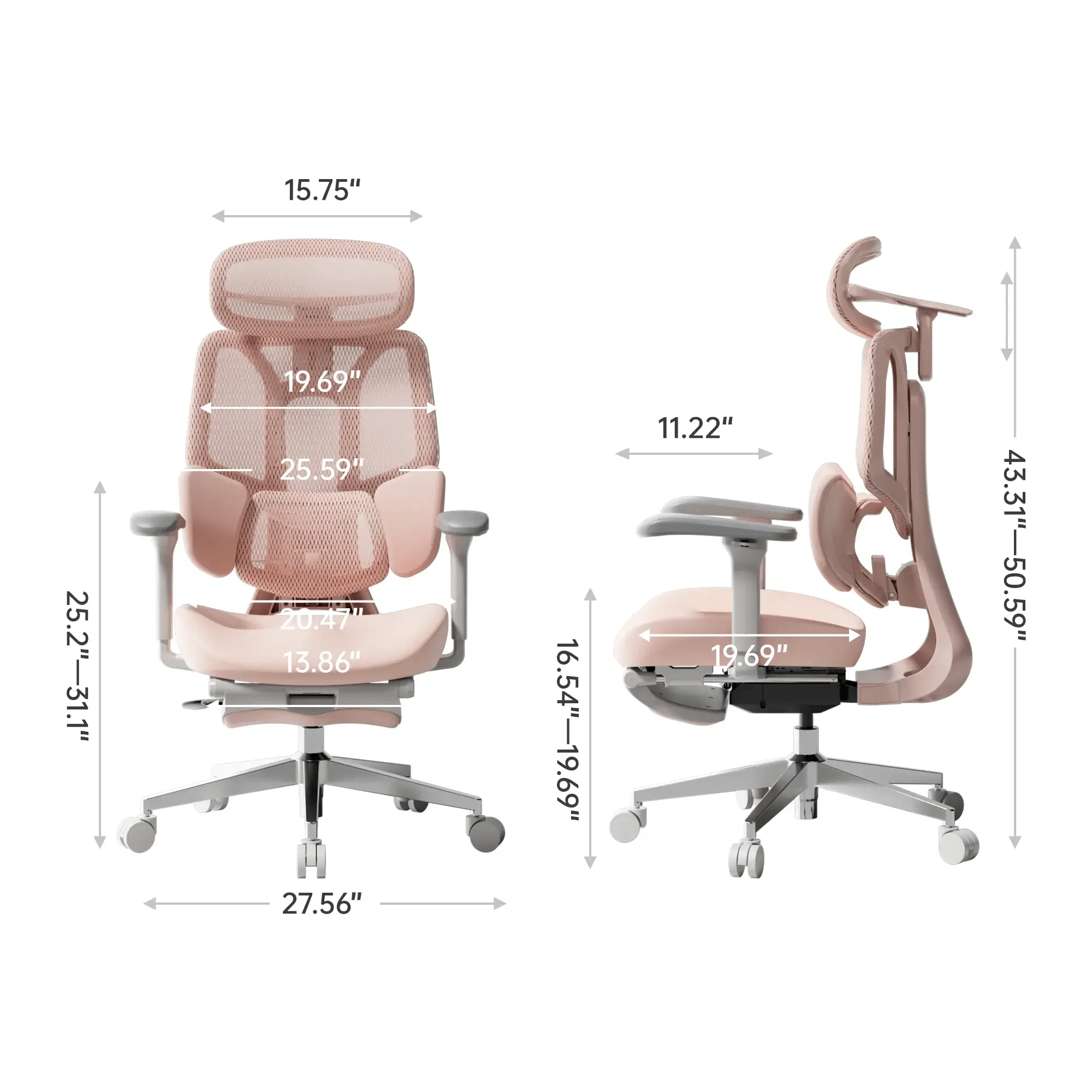 Aesthetic pink ergonomic office chair with a compact design, ideal for small workspace decor.