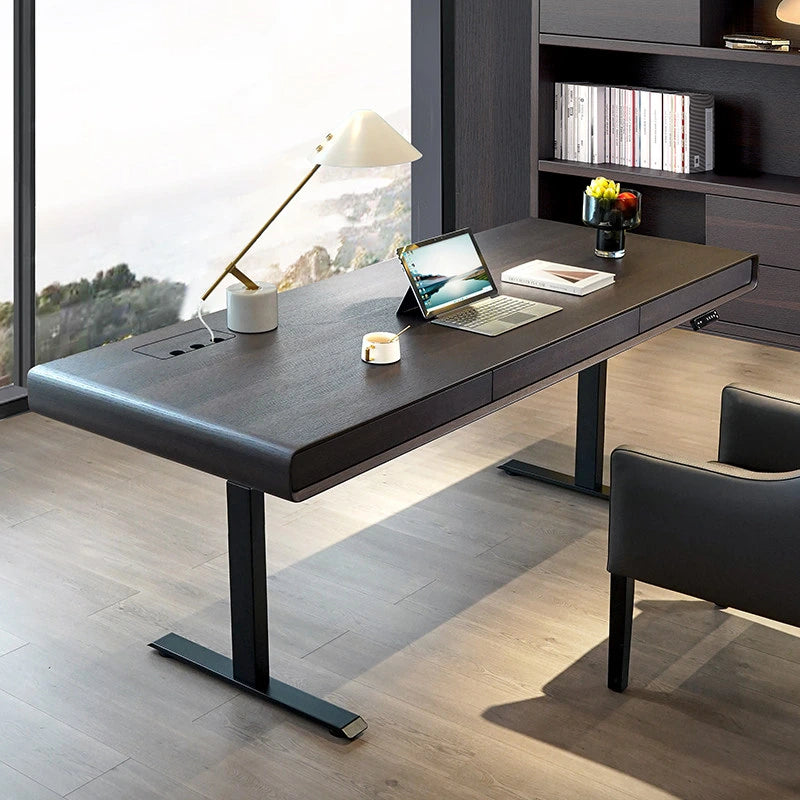 Height adjustable desk desktop and cable detail