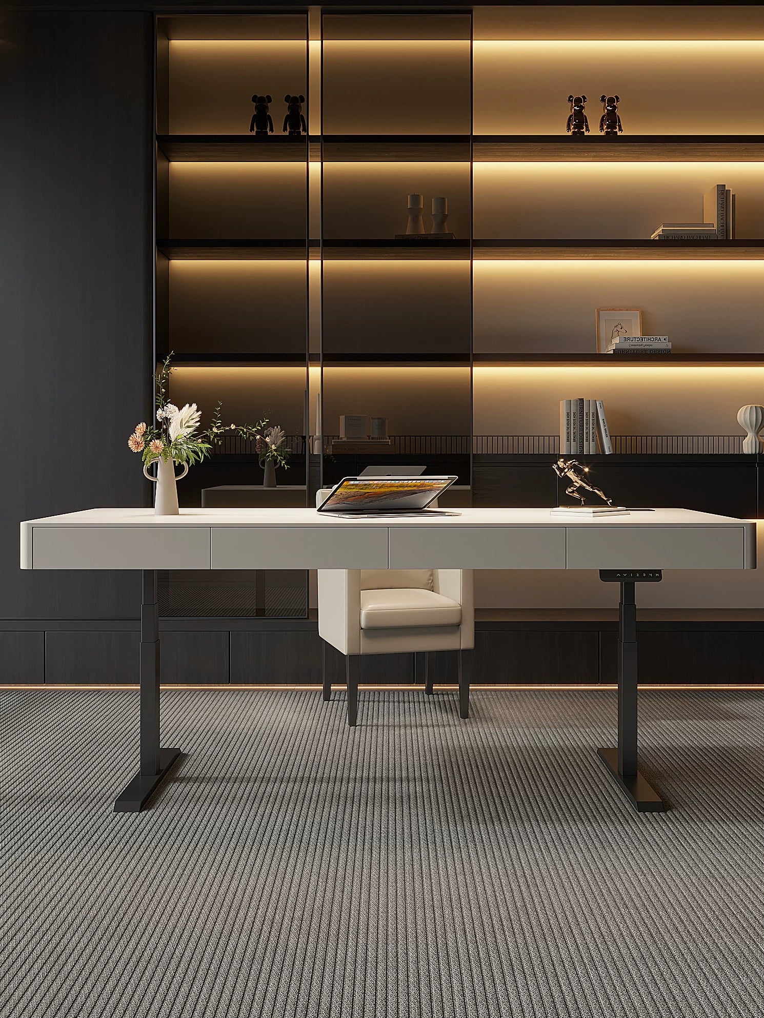 height adjustable executive desk front view