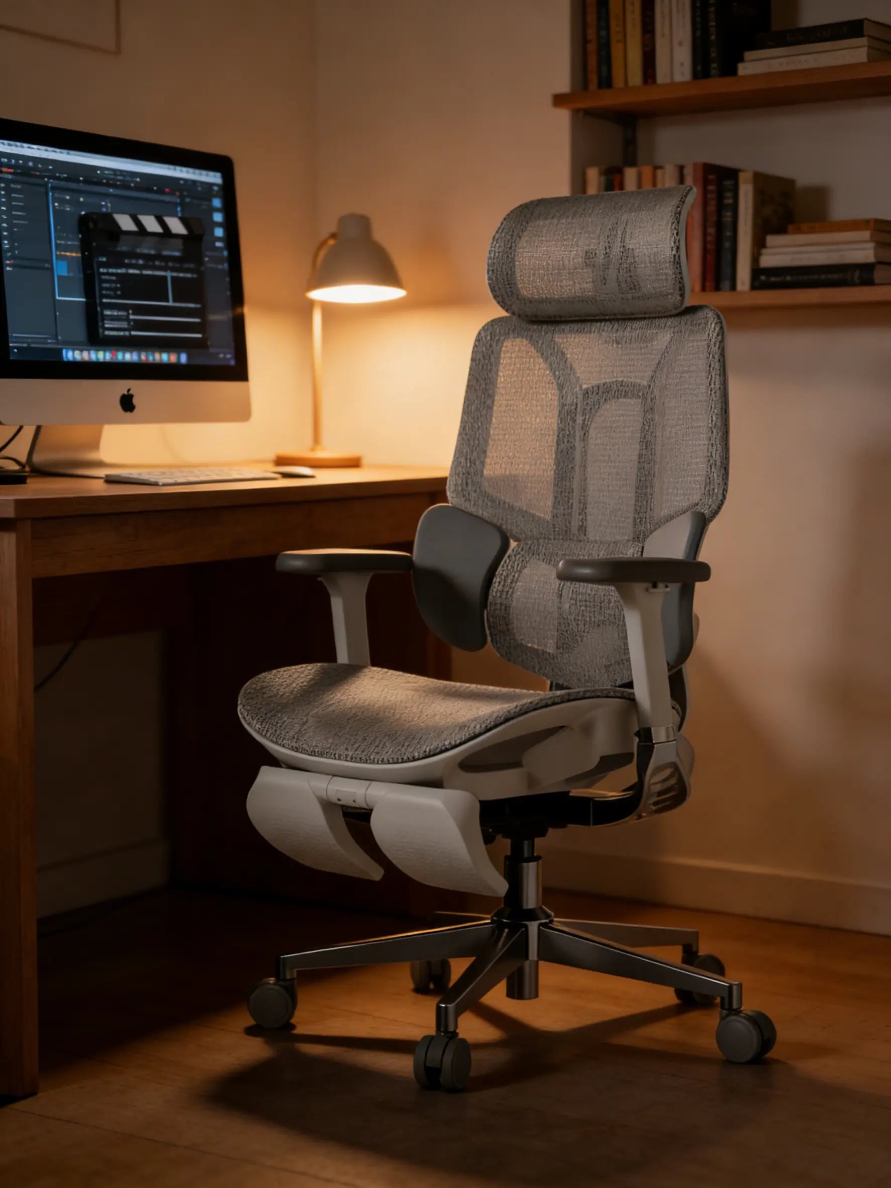 Professional high-back ergonomic office chair providing full spinal support.
