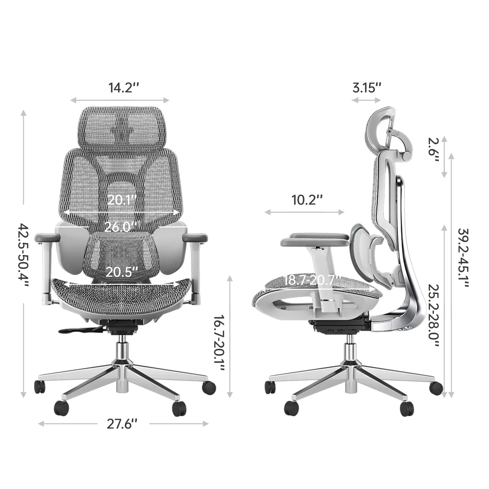 Ergonomic Office Chair with Adjustable Lumbar Support & Headrest - High Back Mesh Desk Chair for Home Office & Gaming