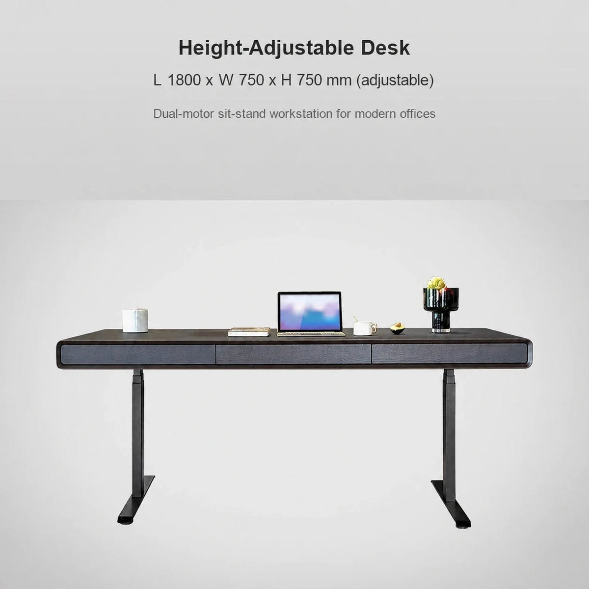 Italian dual-motor electric standing desk, 1800 x 750 x 750 mm