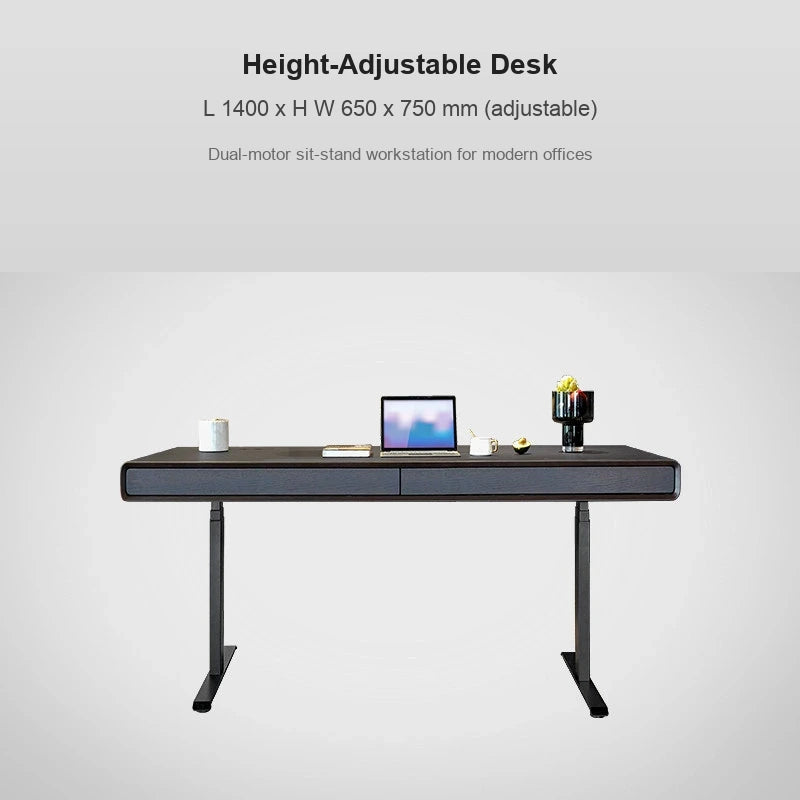 Italian electric standing desk standard desktop, 1400 x 650 x 750 mm