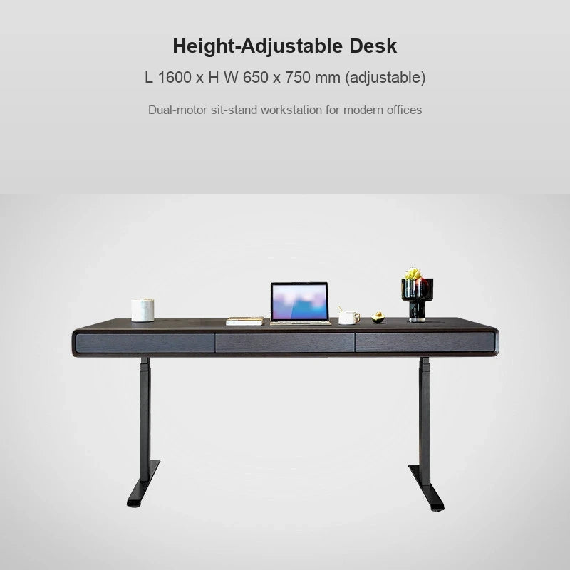 Italian electric standing desk standard desktop, 1600 x 650 x 750 mm