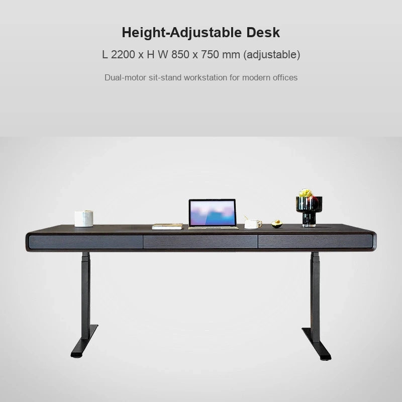 Italian electric standing desk standard desktop, 2200 x 850 x 750 mm