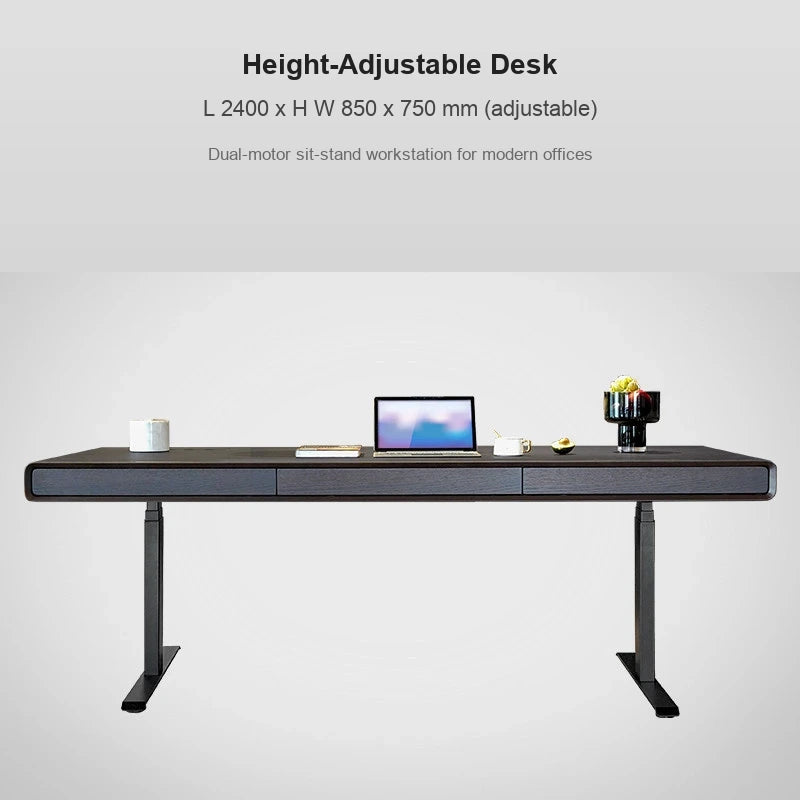 Italian electric standing desk standard desktop, 2400 x 850 x 750 mm