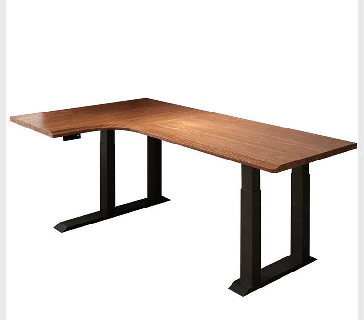 L-shaped electric standing desk configuration 10 with height adjustable frame