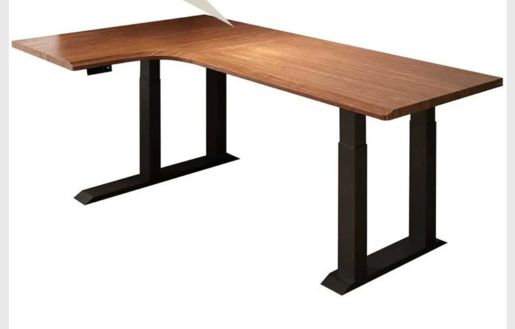 L-shaped electric standing desk configuration 12 with height adjustable frame