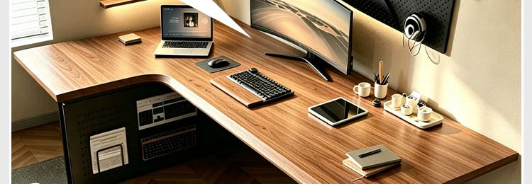 L-shaped electric standing desk configuration 14 with height adjustable frame