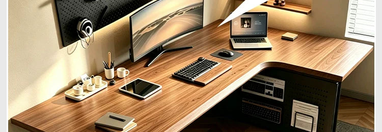 L-shaped electric standing desk configuration 15 with height adjustable frame