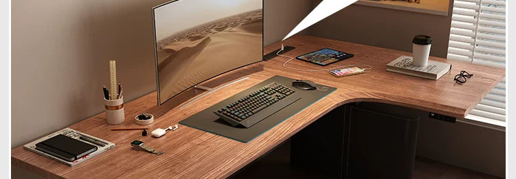 L-shaped electric standing desk configuration 19 with height adjustable frame