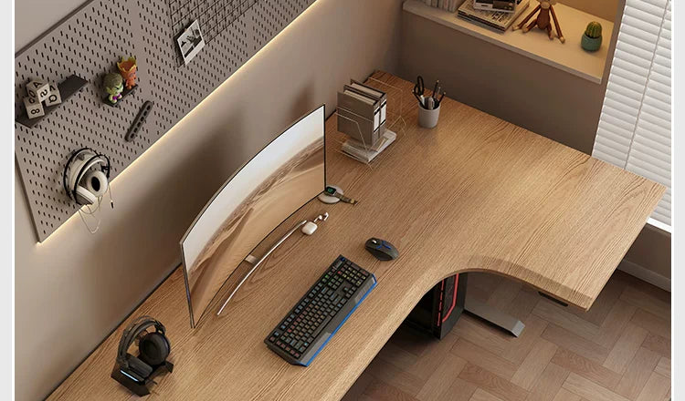 L-shaped electric standing desk configuration 21 with height adjustable frame