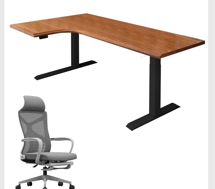 L-shaped electric standing desk configuration 26 with height adjustable frame