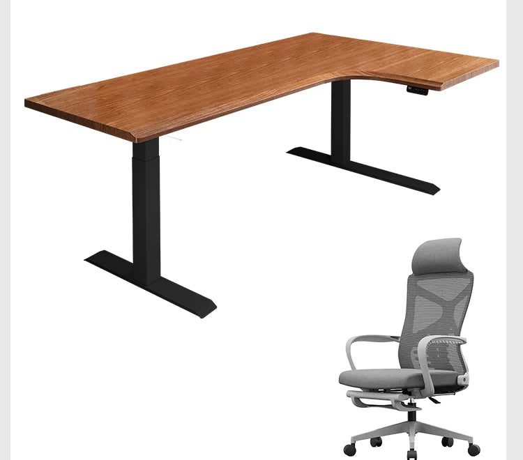 L-shaped electric standing desk configuration 27 with height adjustable frame