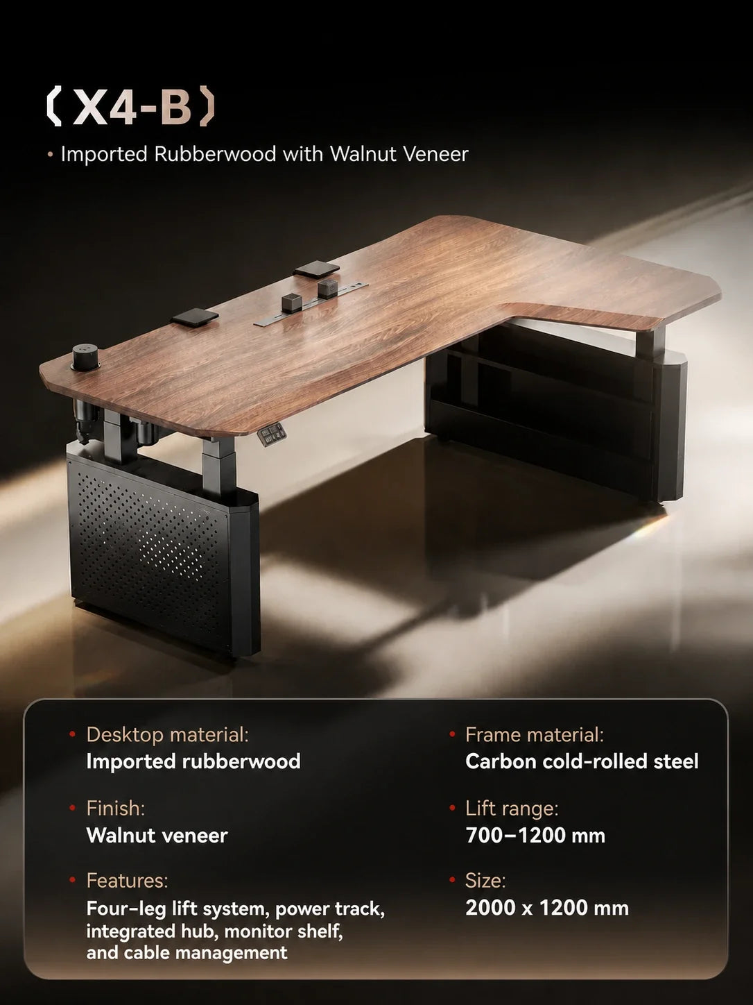 X4-B four-leg L-shaped electric standing desk specifications