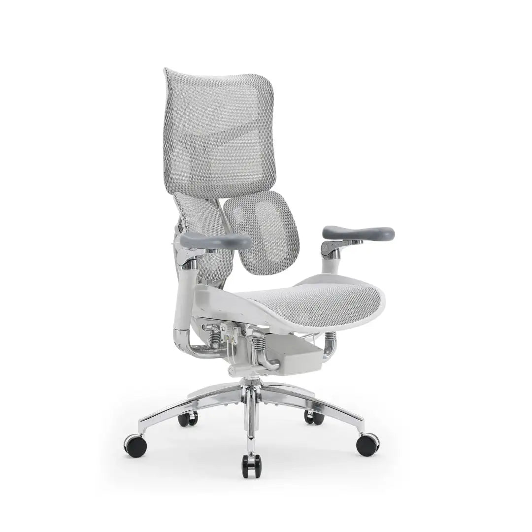 Modern white ergonomic desk chair designed for a stylish home office, combining aesthetic appeal with ergonomic science.