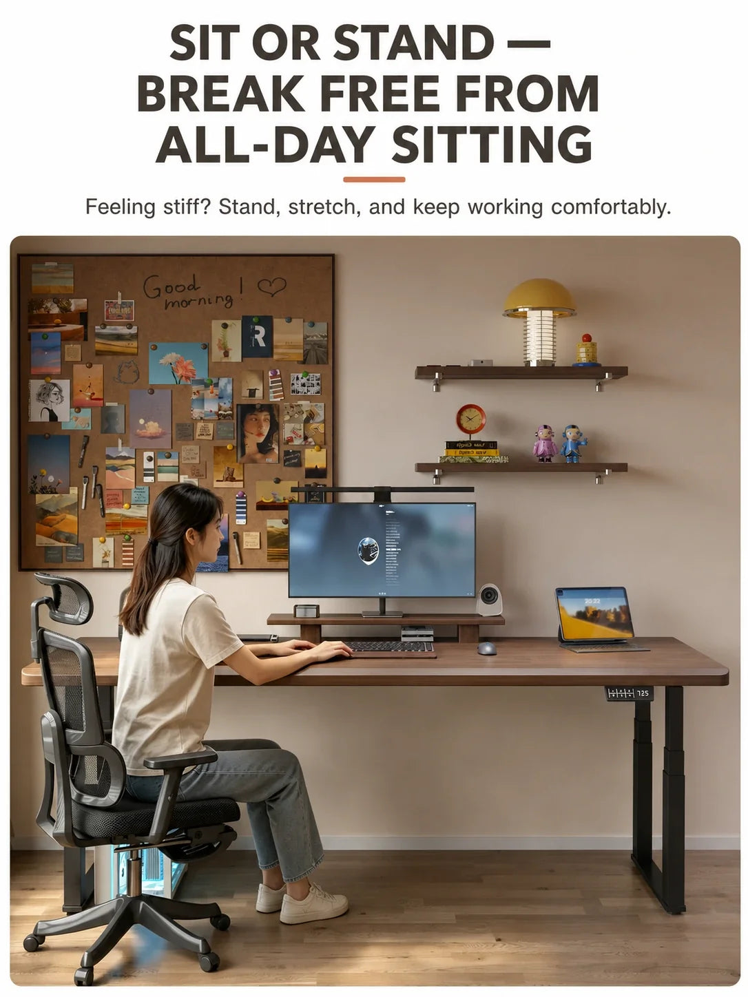 M7 four motor standing desk for ergonomic sit stand posture changes