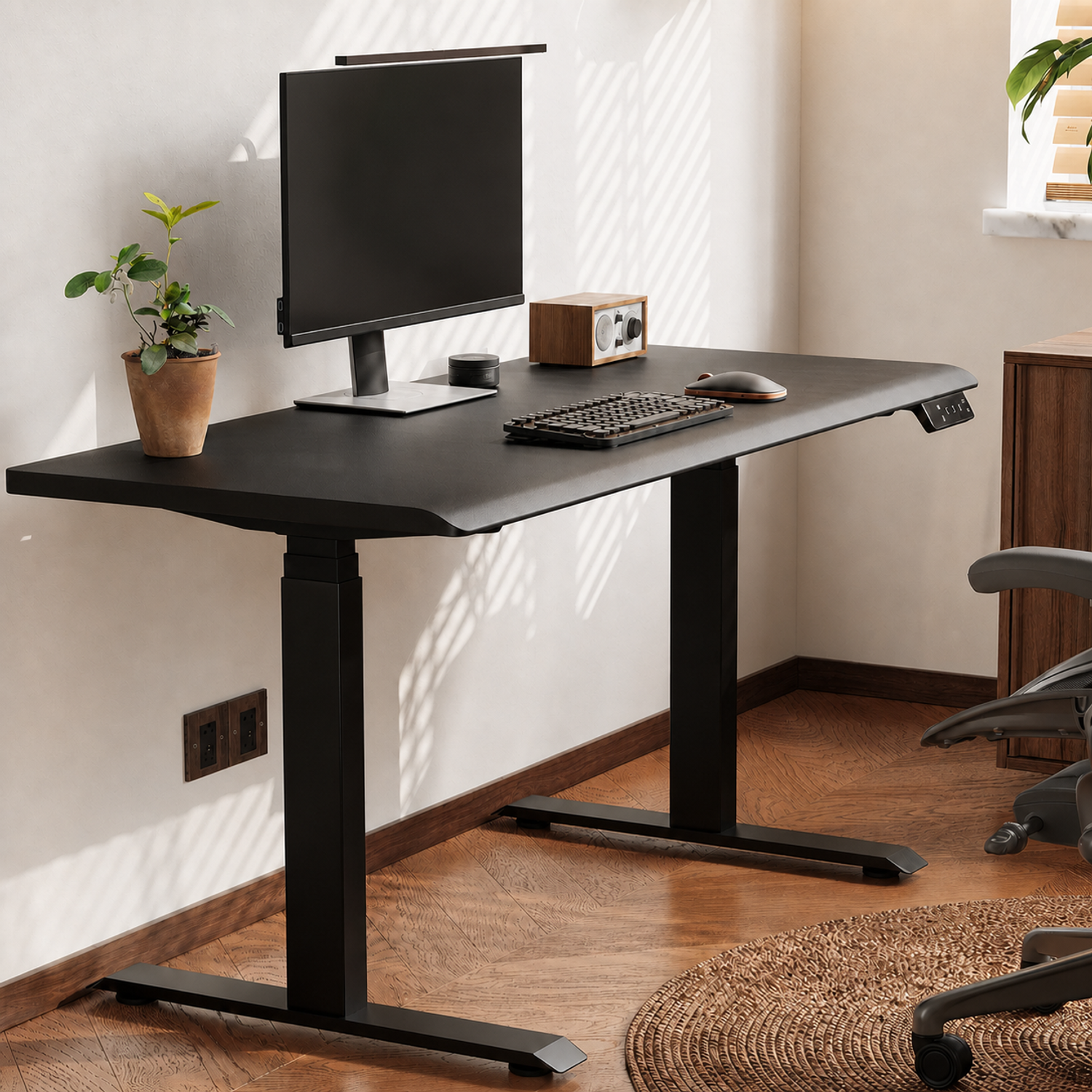 ENF-Grade Dual-Motor Electric Standing Desk in a modern home office