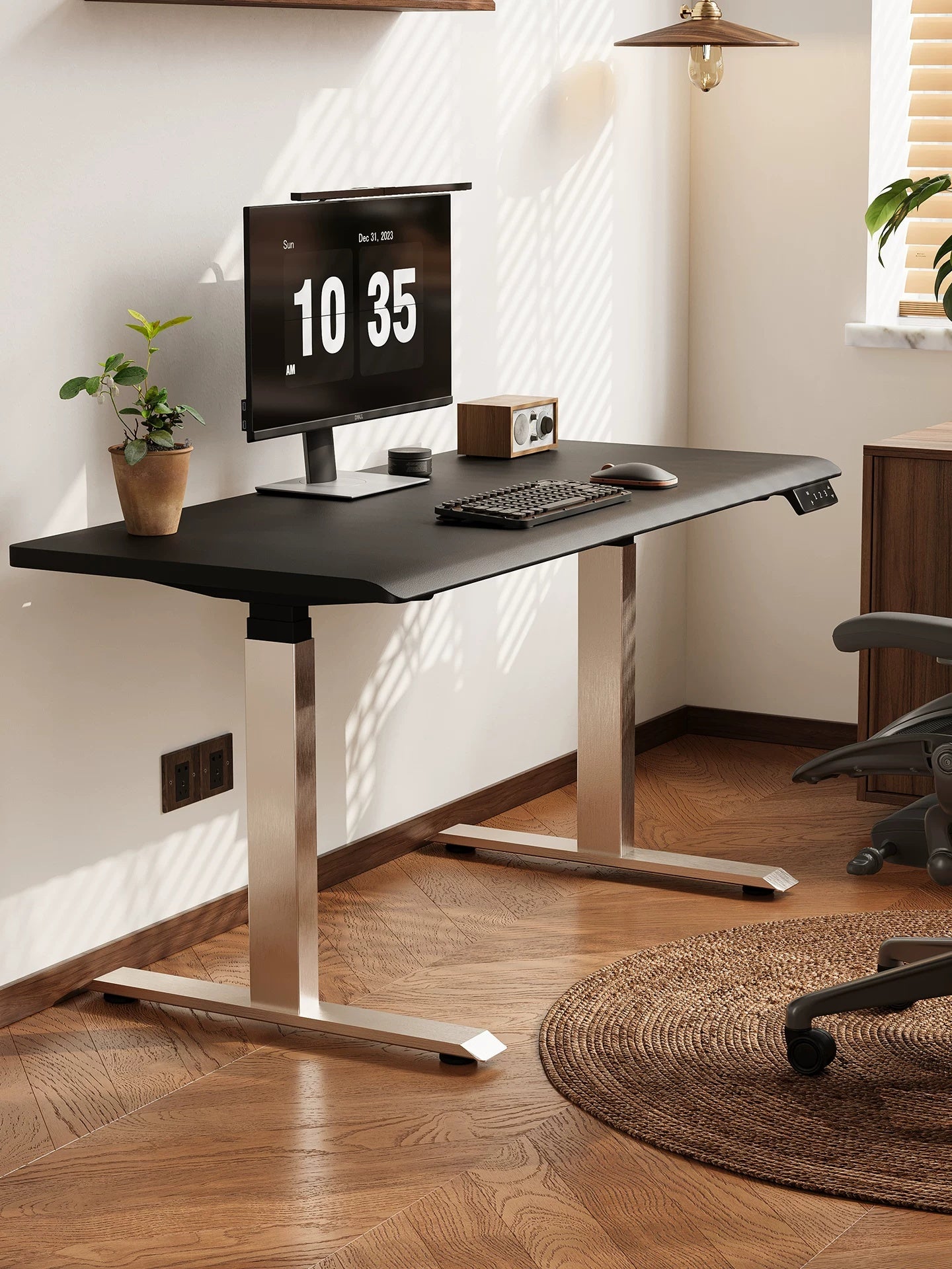 Low-Emission Dual-Motor Electric Standing Desk with Chrome Frame Options product view