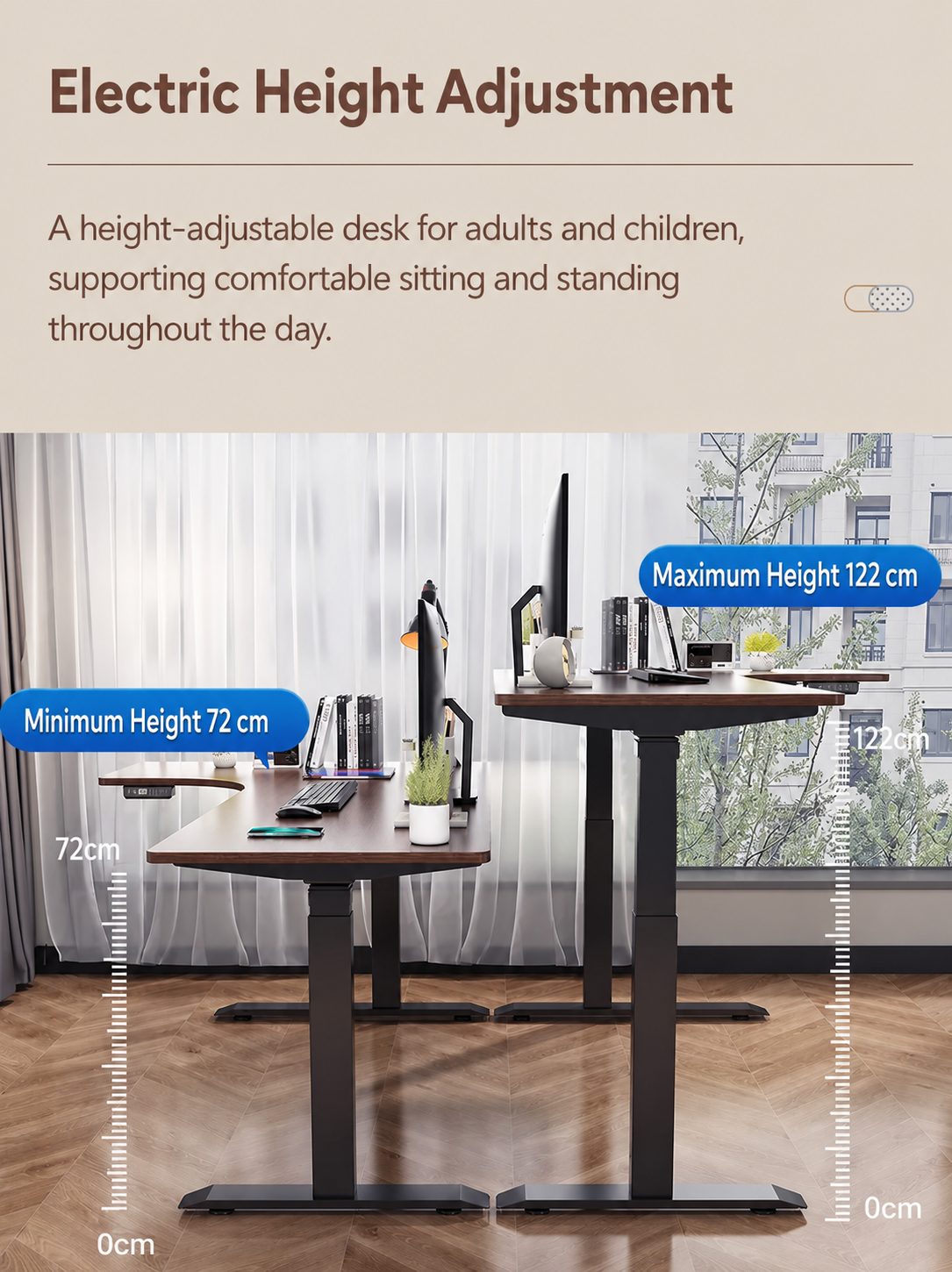 Electric L-Shaped Standing Desk with Left or Right Return product view