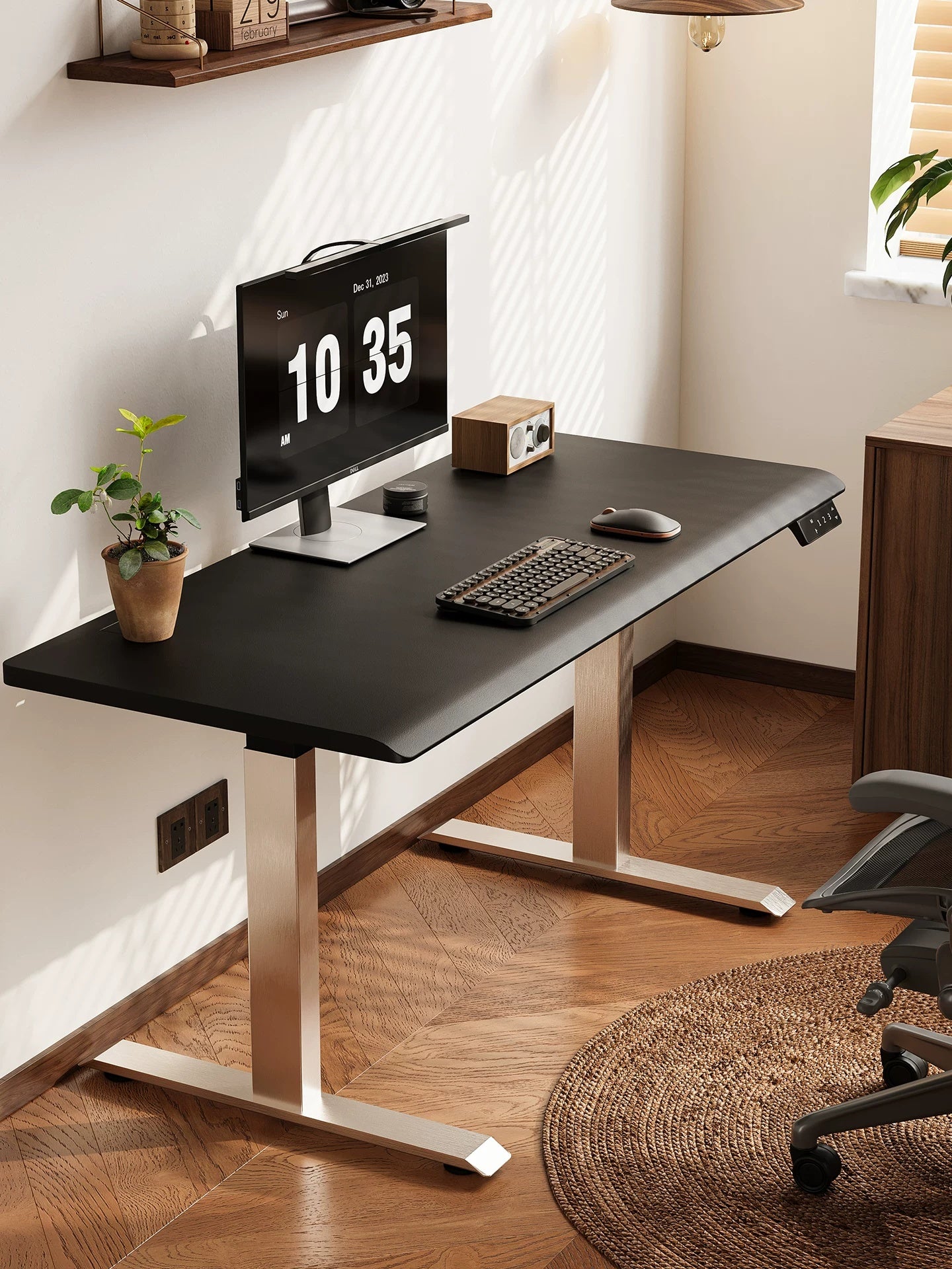 Low-Emission Dual-Motor Electric Standing Desk with Chrome Frame Options product view