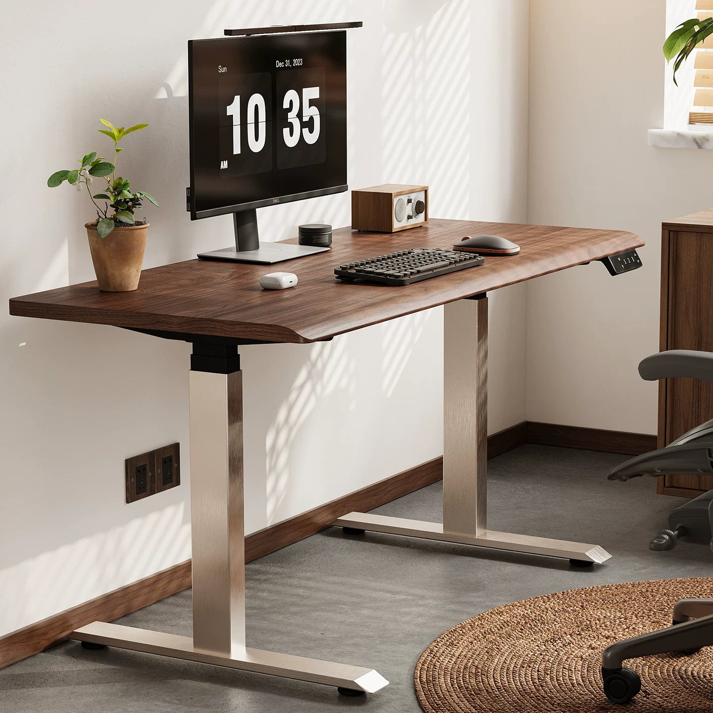 Solid Black Walnut Electric Standing Desk with Dual or Four Motors product view