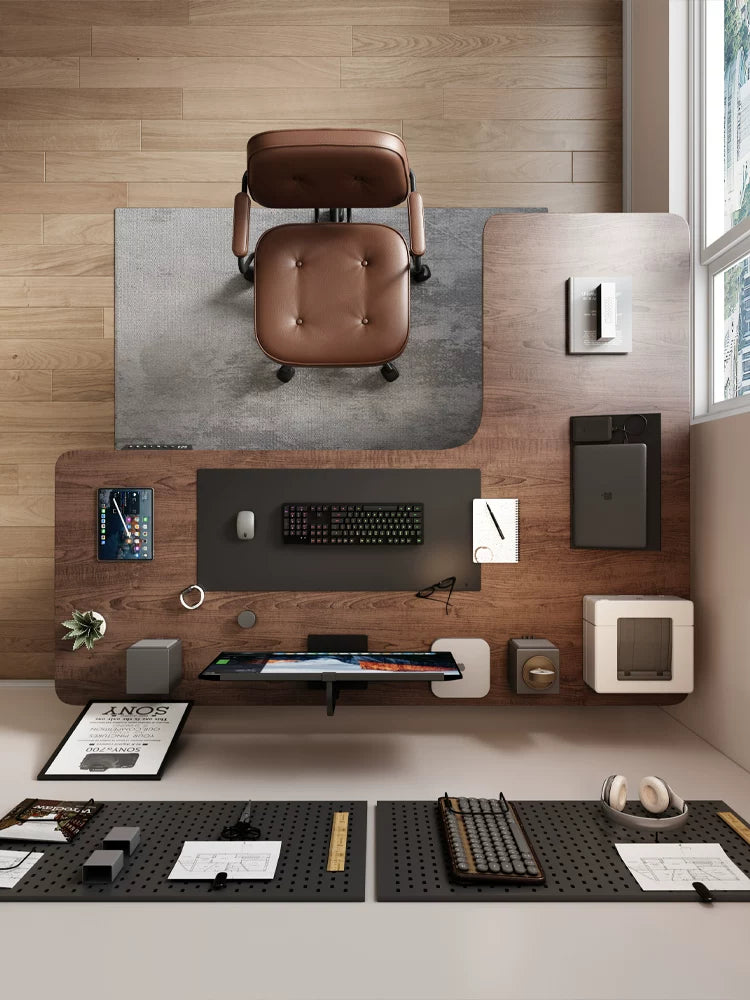 L-shaped electric standing desk with ergonomic corner workspace