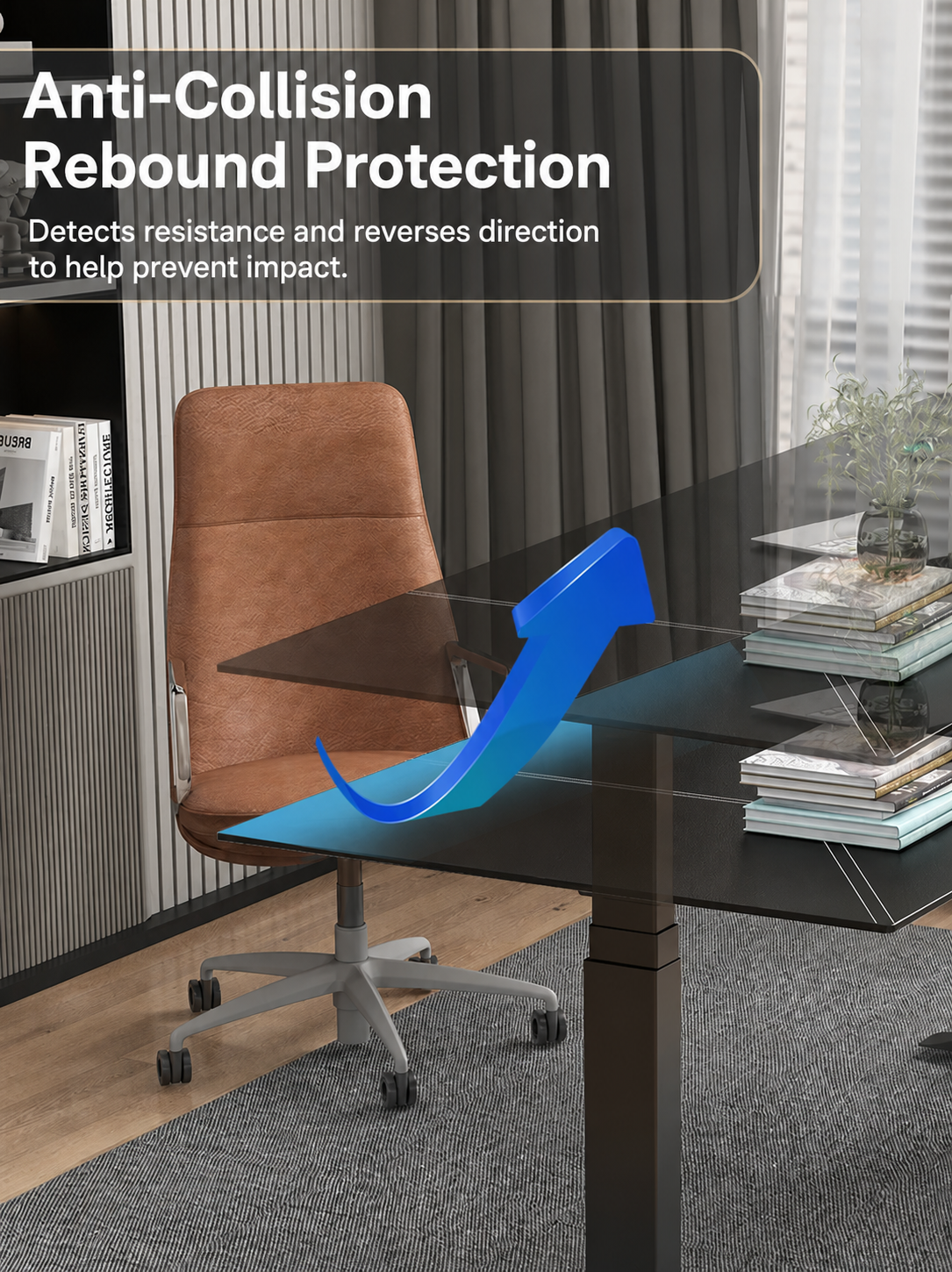 Black Leather-Look Electric Standing Desk in Nine Sizes product view