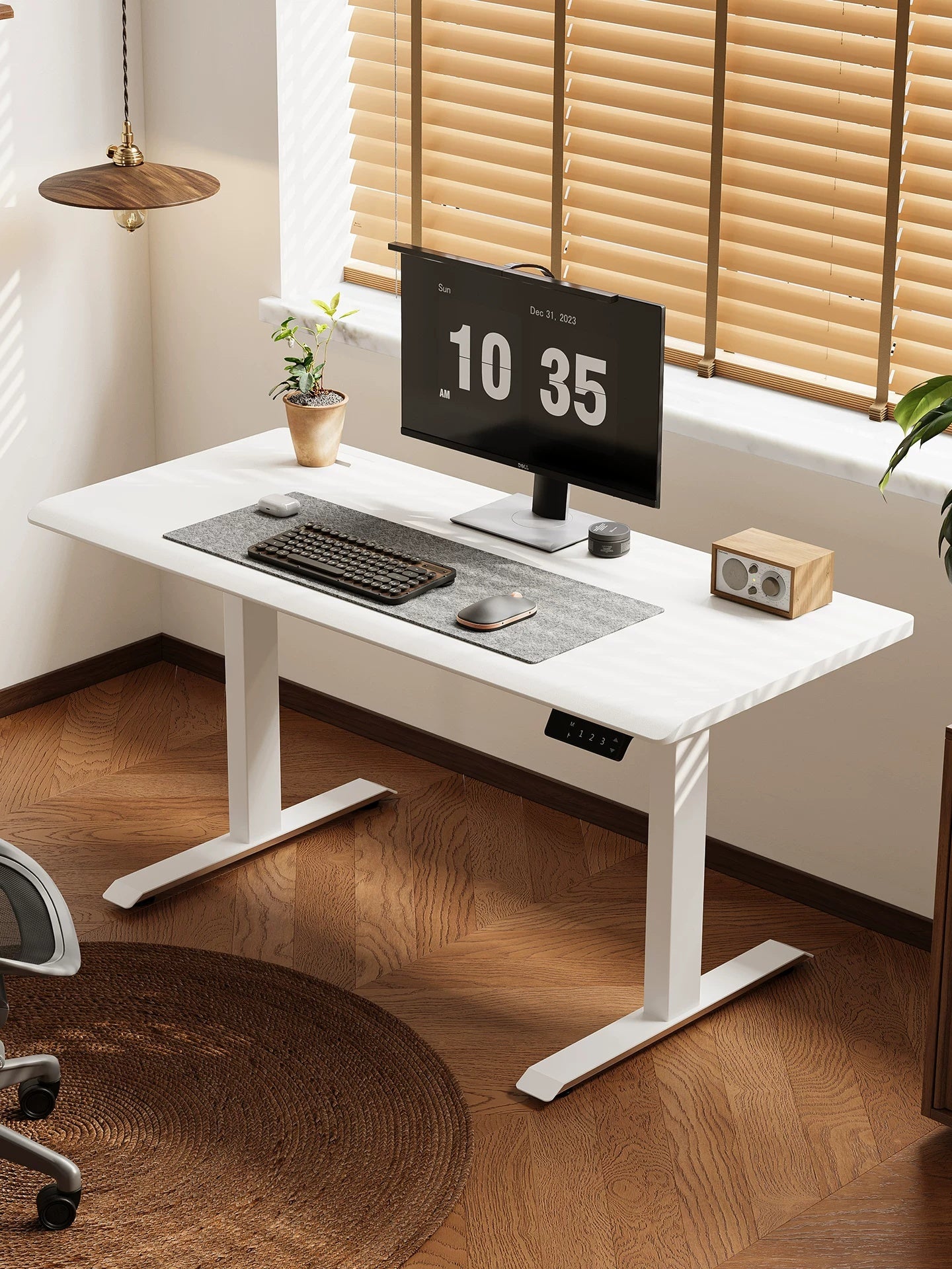 Low-Emission Dual-Motor Electric Standing Desk with Chrome Frame Options product view