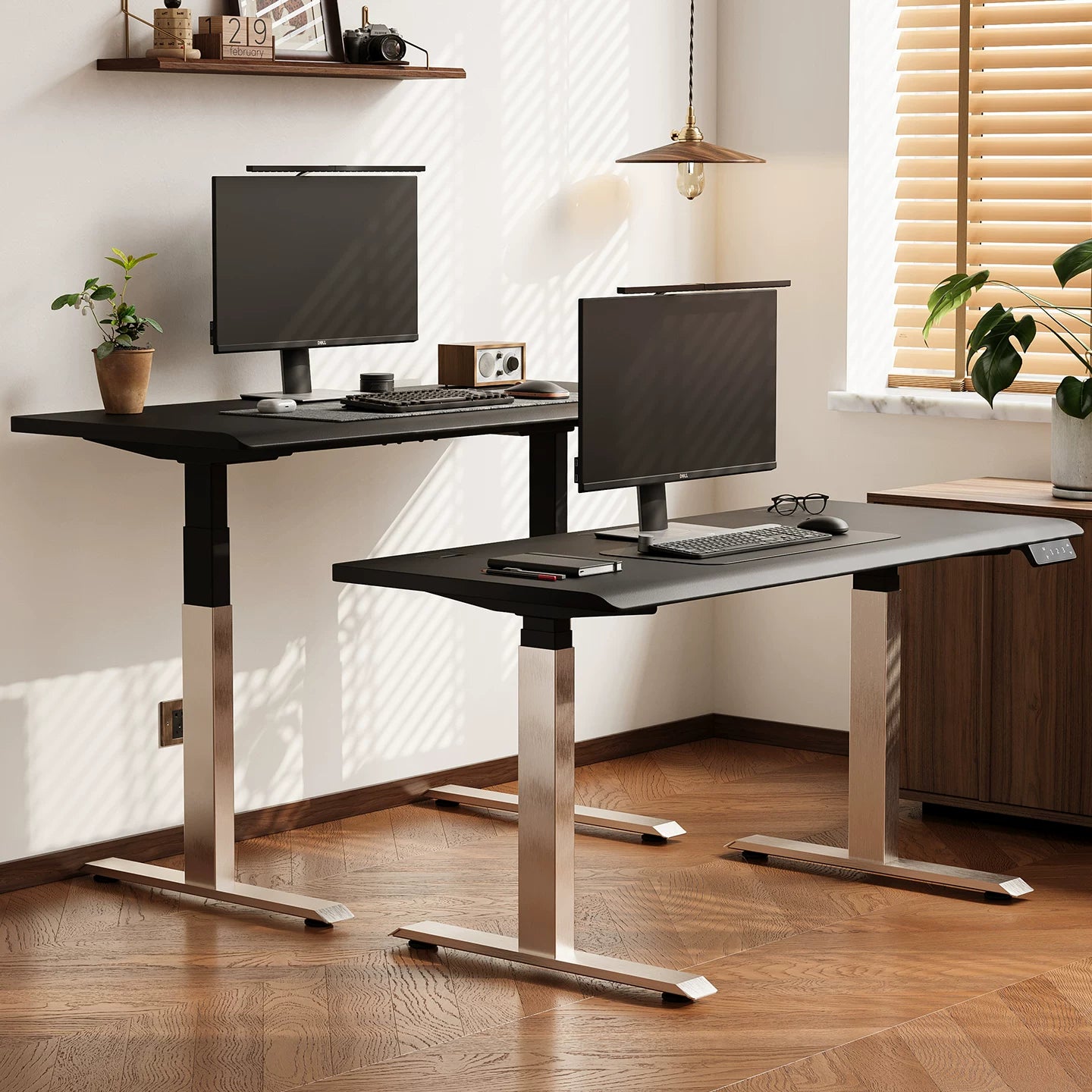Modern Dual-Motor Electric Standing Desk with Chrome Frame Options product view