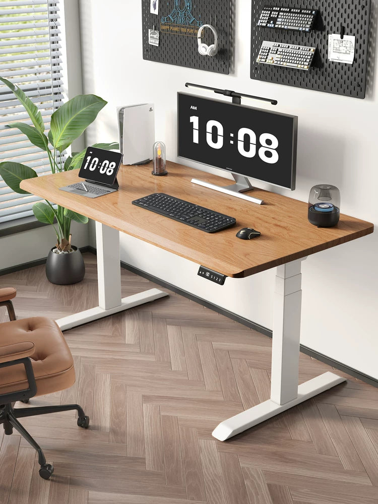 Mid-Century Solid Wood Dual-Motor Electric Standing Desk product view