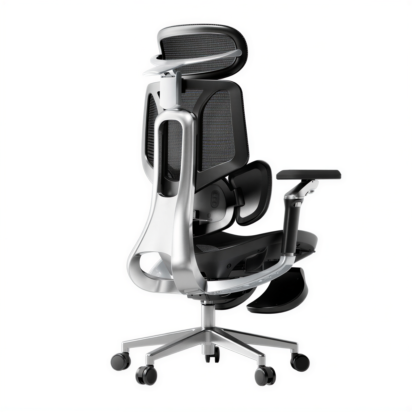 Ergonomic Office Chair with Footrest - Minimalist All-Mesh Desk Chair, Aluminum Alloy Frame, 4D Headrest & Adjustable Seat Depth